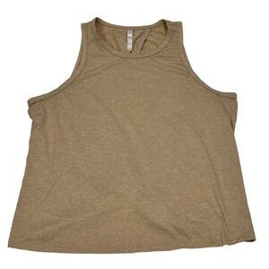 Fabletics Womens Tan Heather High Neck Open Back Twist Knot Active Tank Top L